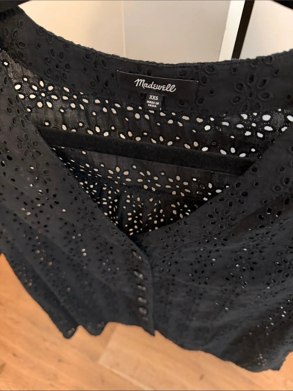 Madewell Eyelet Button-Front Black Womens Top